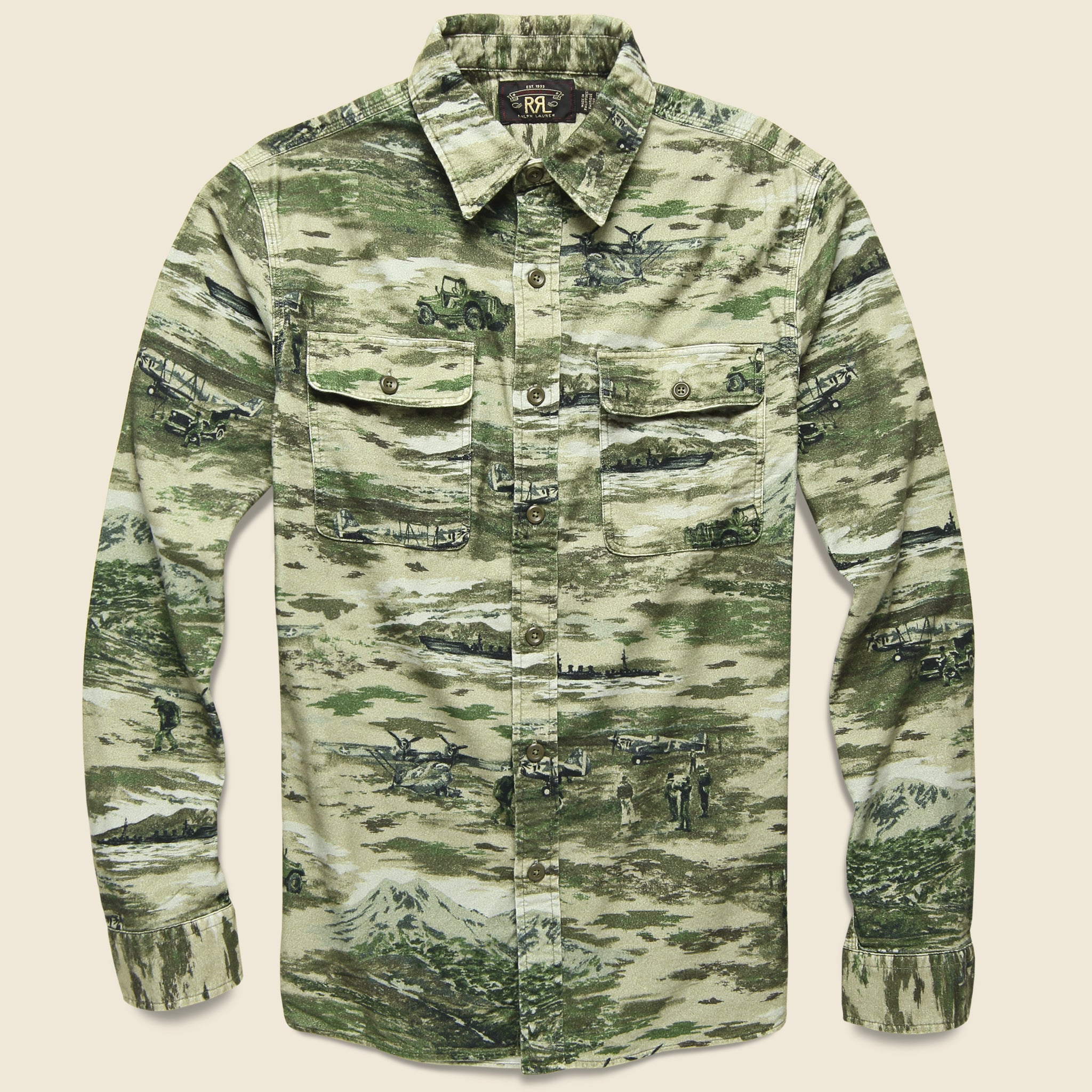 Printed Matlock Flannel Workshirt - Tan - RRL - STAG Provisions - Tops - L/S Woven - Other Pattern