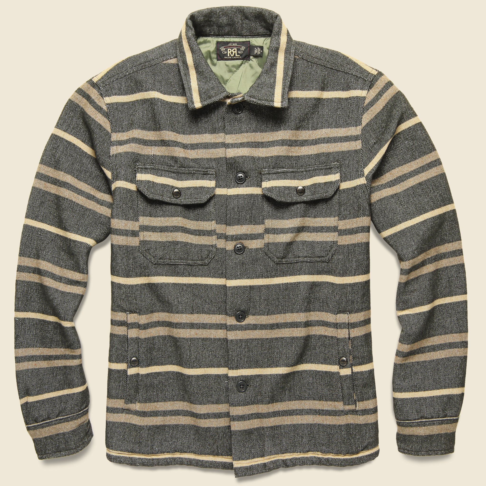 Canteen Stripe Juno Overshirt - Grey - RRL - STAG Provisions - Tops - L/S Woven - Overshirt