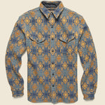 Brushed Jacquard Workshirt - Blue/Yellow - RRL - STAG Provisions - Tops - L/S Woven - Overshirt