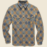 Brushed Jacquard Workshirt - Blue/Yellow - RRL - STAG Provisions - Tops - L/S Woven - Overshirt