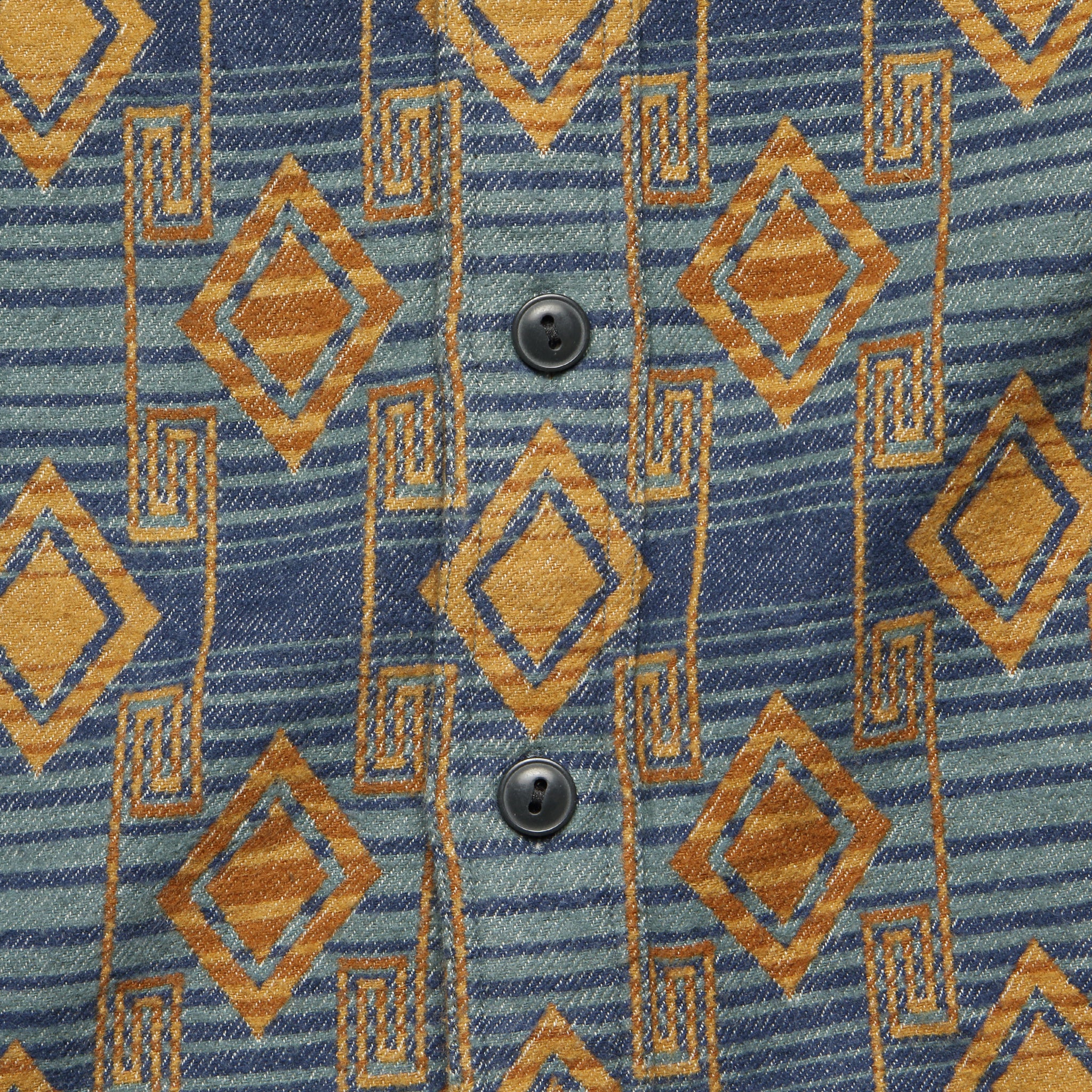 Brushed Jacquard Workshirt - Blue/Yellow - RRL - STAG Provisions - Tops - L/S Woven - Overshirt