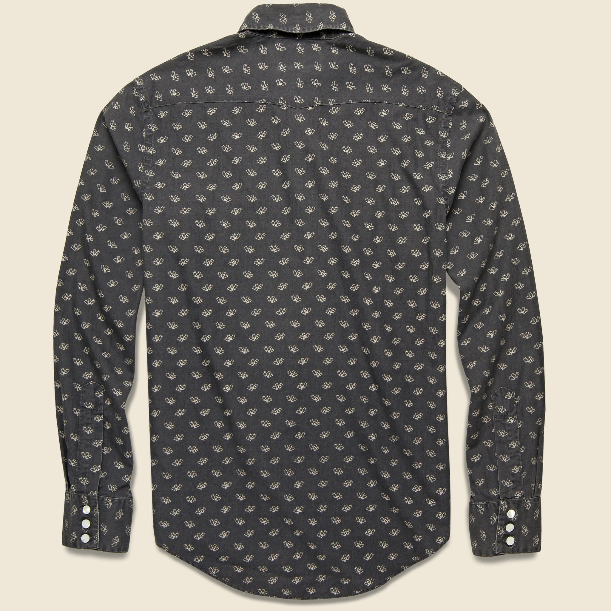Slim Fit Card-Print Western Shirt - Sulphur Black - RRL - STAG Provisions - Tops - L/S Woven - Other Pattern