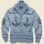 Hand-Knit Cotton-Blend Shawl Cardigan - Indigo - RRL - STAG Provisions - Tops - Sweater