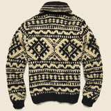 Hand-Knit Wool Full-Zip Sweater - Cream/Black - RRL - STAG Provisions - Tops - Sweater