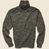 Marled Cotton-Blend Turtleneck Sweater - Black/Cream - RRL - STAG Provisions - Tops - Sweater