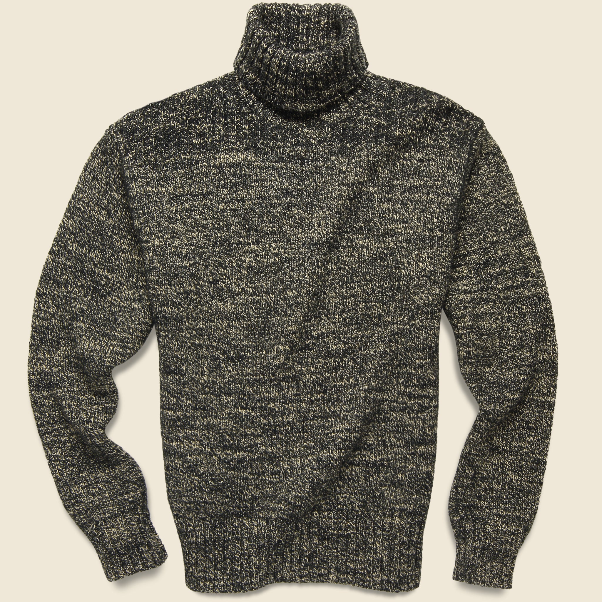 Marled Cotton-Blend Turtleneck Sweater - Black/Cream - RRL - STAG Provisions - Tops - Sweater