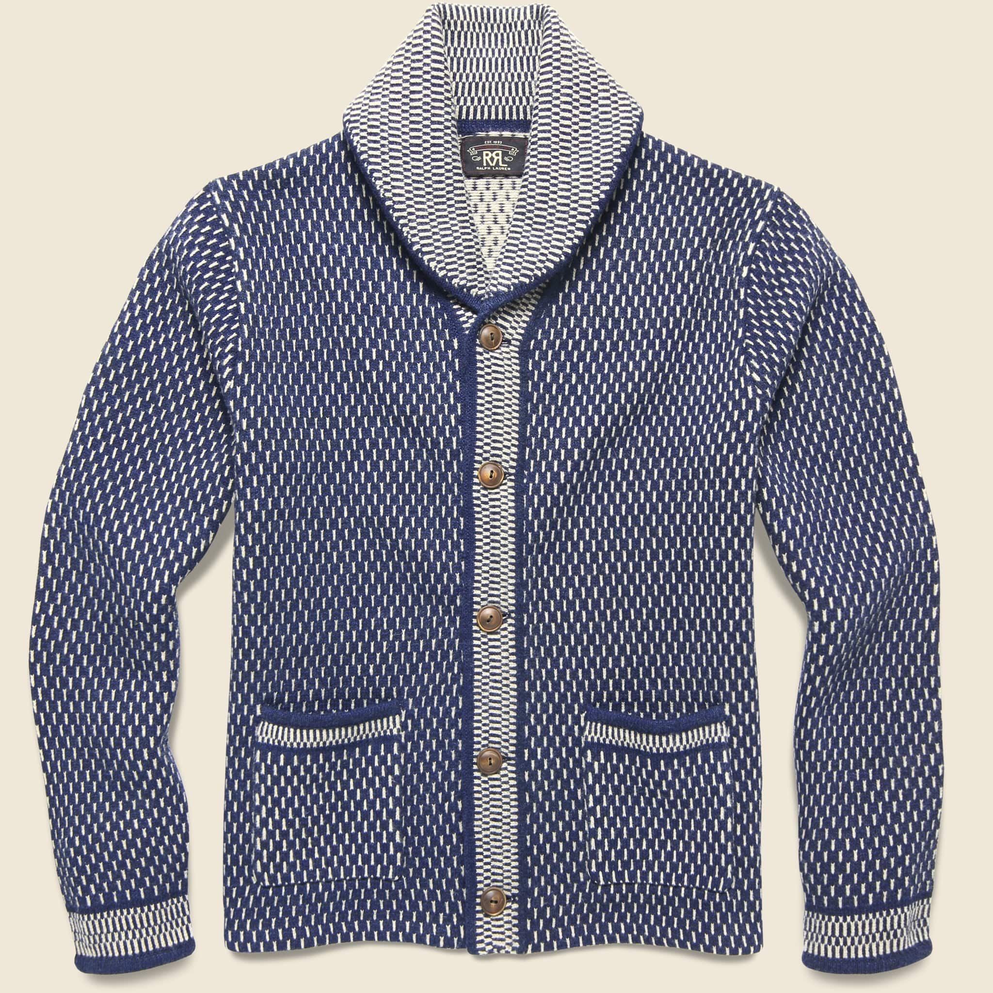 Shawl Cardigan - Navy/Vintage Cream - RRL - STAG Provisions - Tops - Sweater