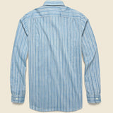 Slim Fit Striped Dobby Shirt - Vintage Blue - RRL - STAG Provisions - Tops - L/S Woven - Stripe