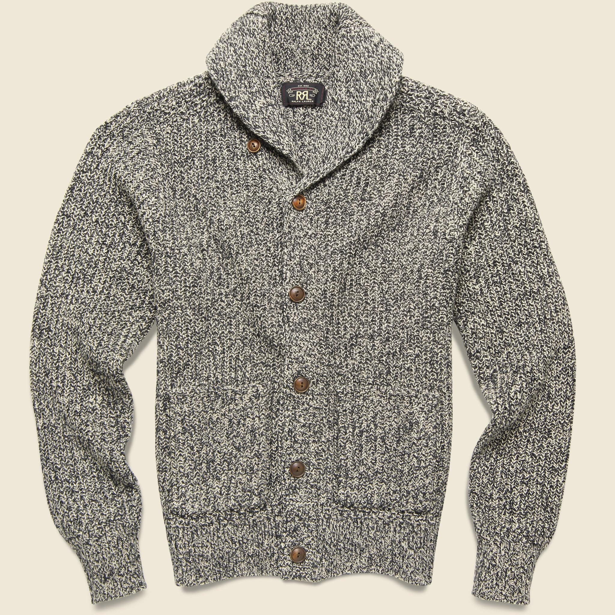 Shawl Cardigan - Charcoal/Vintage Cream - RRL - STAG Provisions - Tops - Sweater