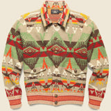 Jacquard Wool Sweater Jacket - Tan/Red/Multi - RRL - STAG Provisions - Outerwear - Coat / Jacket