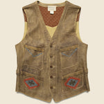 Hallwill Embroidered Suede Vest -  Tan/Khaki - RRL - STAG Provisions - Outerwear - Vest