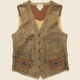 Hallwill Embroidered Suede Vest -  Tan/Khaki - RRL - STAG Provisions - Outerwear - Vest