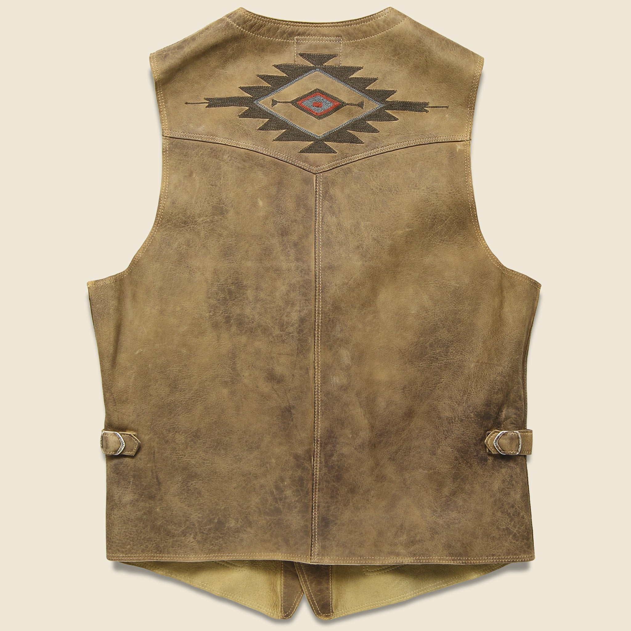 Hallwill Embroidered Suede Vest -  Tan/Khaki - RRL - STAG Provisions - Outerwear - Vest