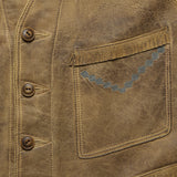 Hallwill Embroidered Suede Vest -  Tan/Khaki - RRL - STAG Provisions - Outerwear - Vest