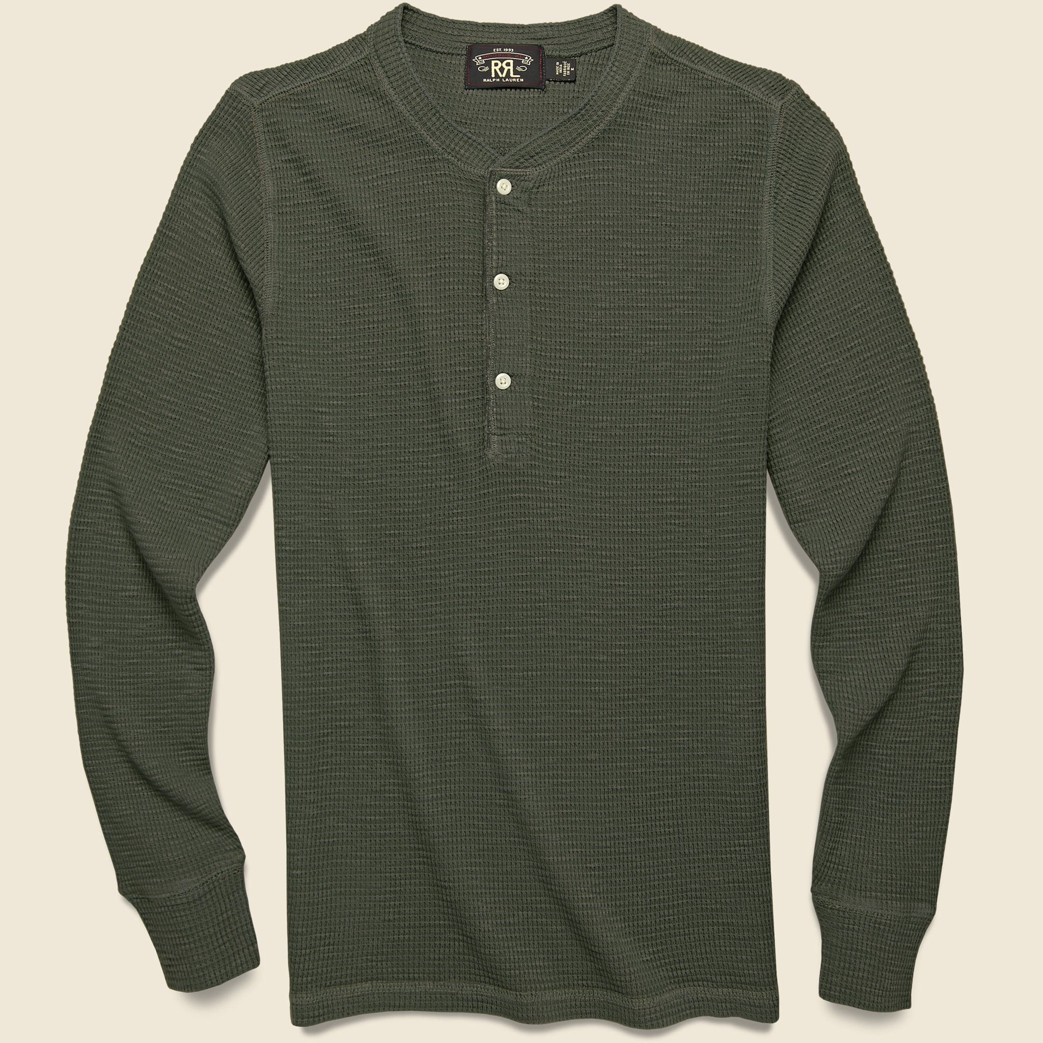 Waffle-Knit Henley - Dark Green - RRL - STAG Provisions - Tops - L/S Knit