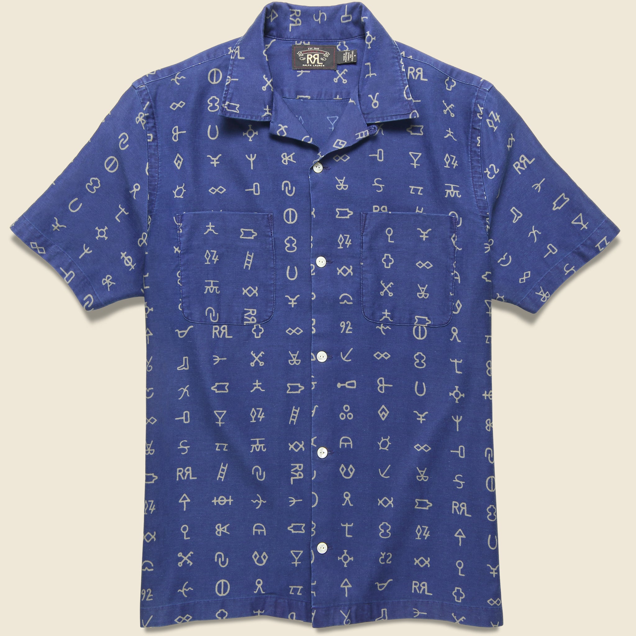 2 Pocket Ranch Brand Camp Shirt - Dark Indigo - RRL - STAG Provisions - Tops - S/S Woven - Other Pattern