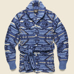 Hand-Knit Ranch Shawl Cardigan - Indigo Multi - RRL - STAG Provisions - Tops - Sweater