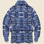 Hand-Knit Ranch Shawl Cardigan - Indigo Multi - RRL - STAG Provisions - Tops - Sweater