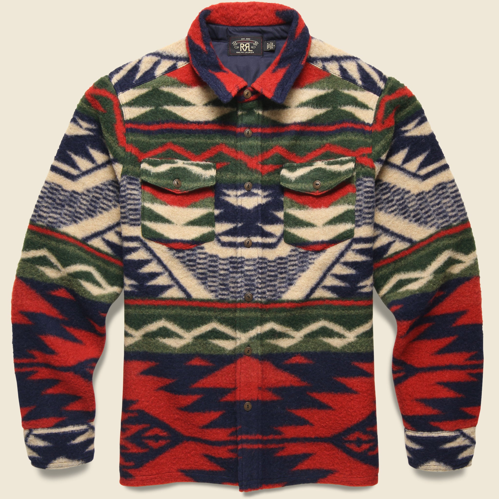 Chunky Knit Jacquard Overshirt - Red/Cream/Multi - RRL - STAG Provisions - Tops - L/S Woven - Overshirt