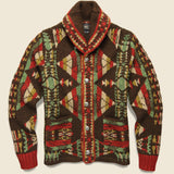 Hand-Knit Jacquard Shawl Cardigan - Red/Multi - RRL - STAG Provisions - Tops - Sweater