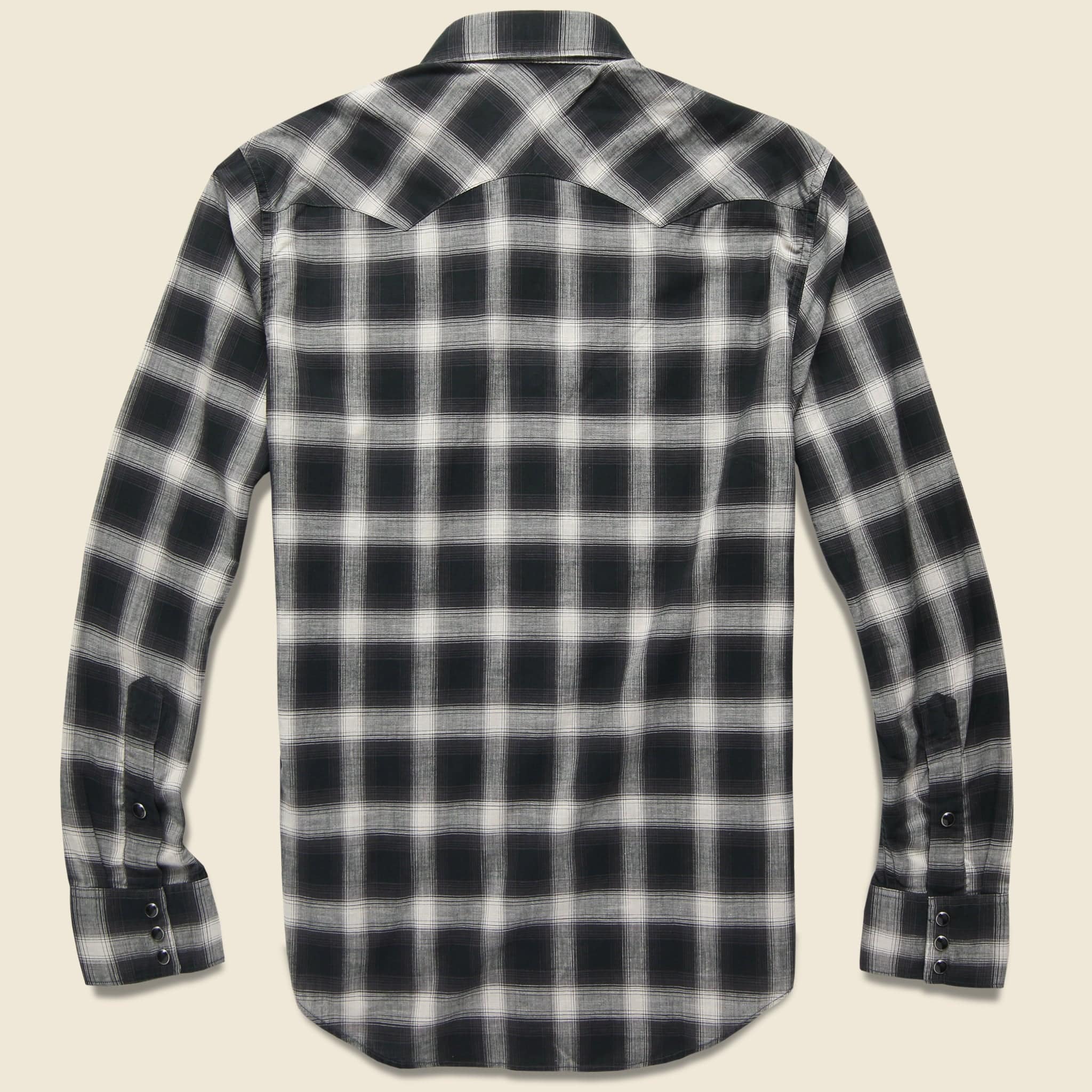 Wrangler Ombre Plaid Western Shirt - Black/Grey - RRL - STAG Provisions - Tops - L/S Woven - Plaid