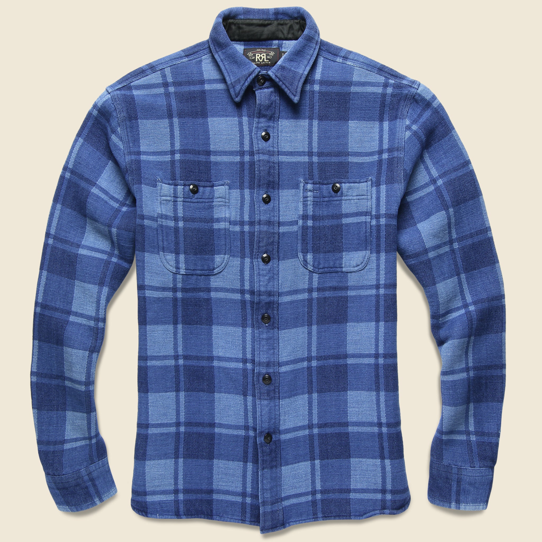 Farrell Jacquard Western Shirt - Dark Indigo - RRL - STAG Provisions - Tops - L/S Woven - Plaid