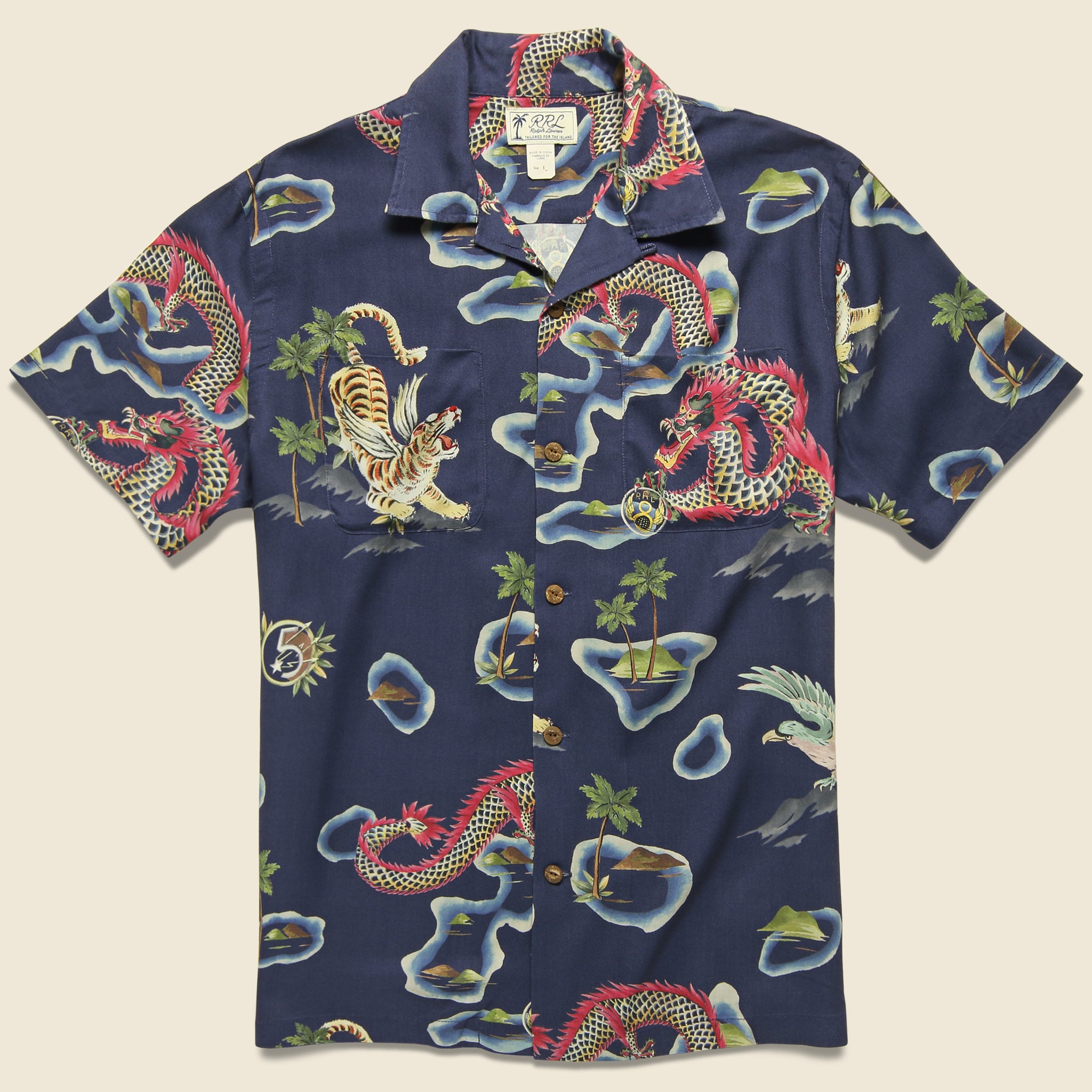 Rayon Camp Shirt - Blue Multi - RRL - STAG Provisions - Tops - S/S Woven - Solid