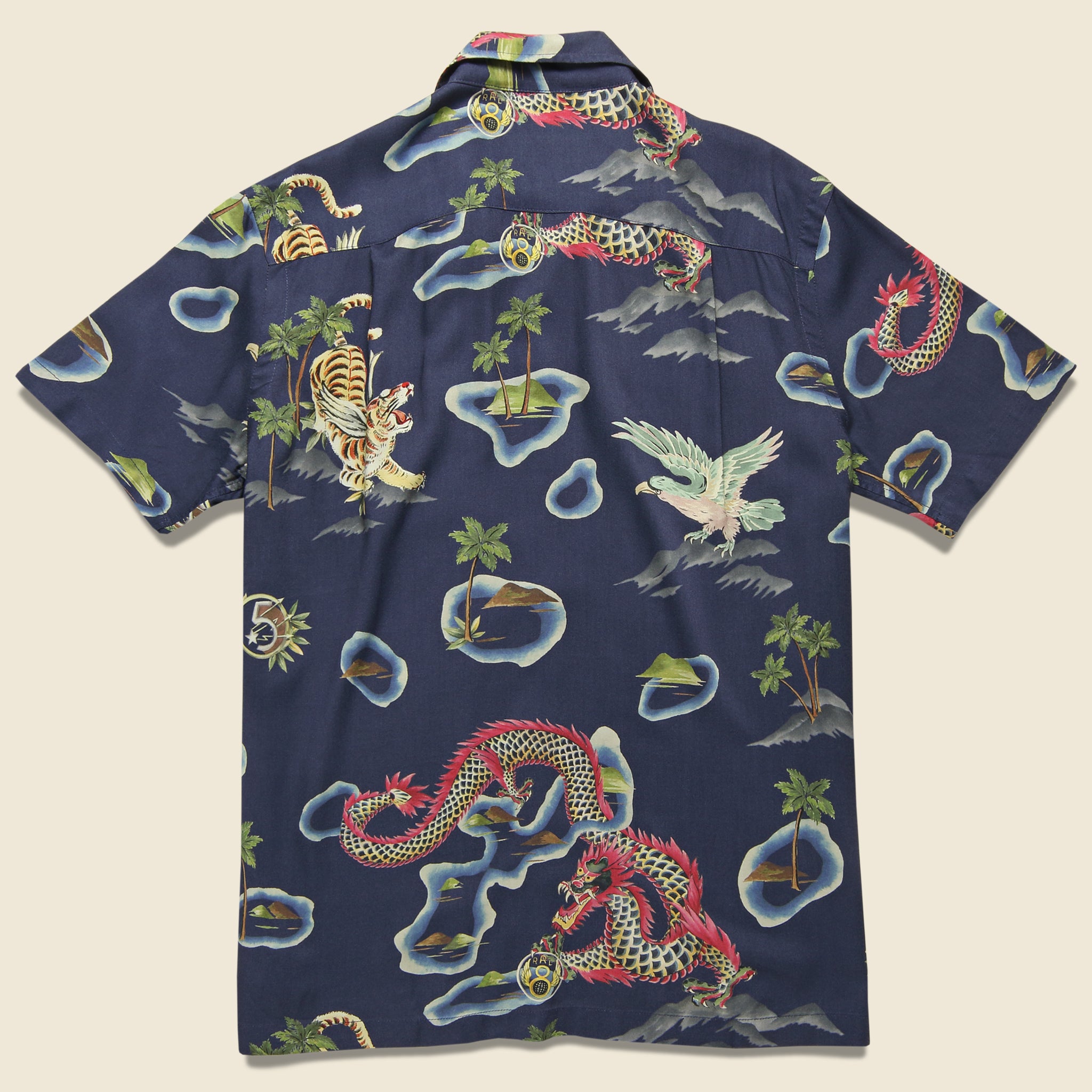 Rayon Camp Shirt - Blue Multi - RRL - STAG Provisions - Tops - S/S Woven - Solid