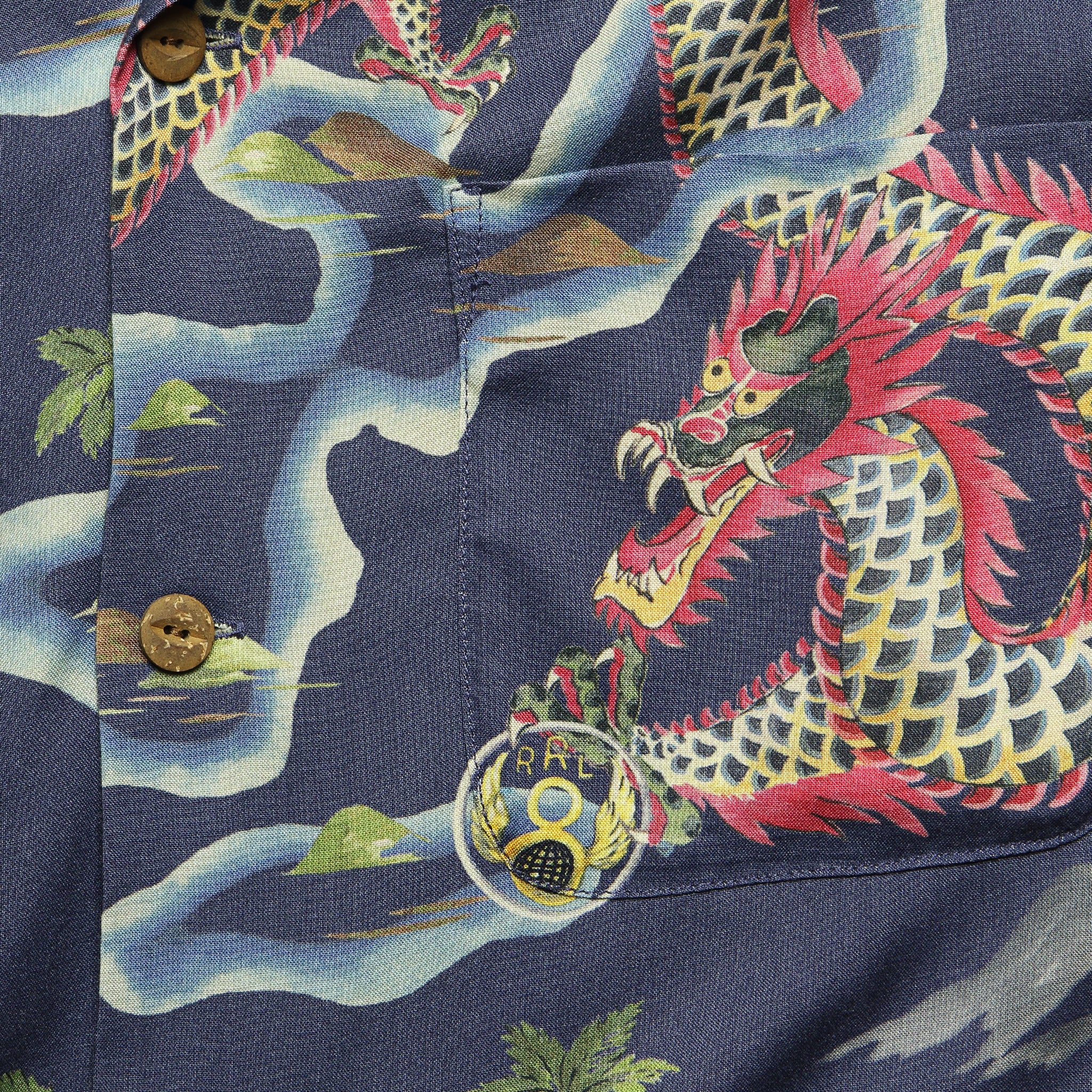Rayon Camp Shirt - Blue Multi - RRL - STAG Provisions - Tops - S/S Woven - Solid
