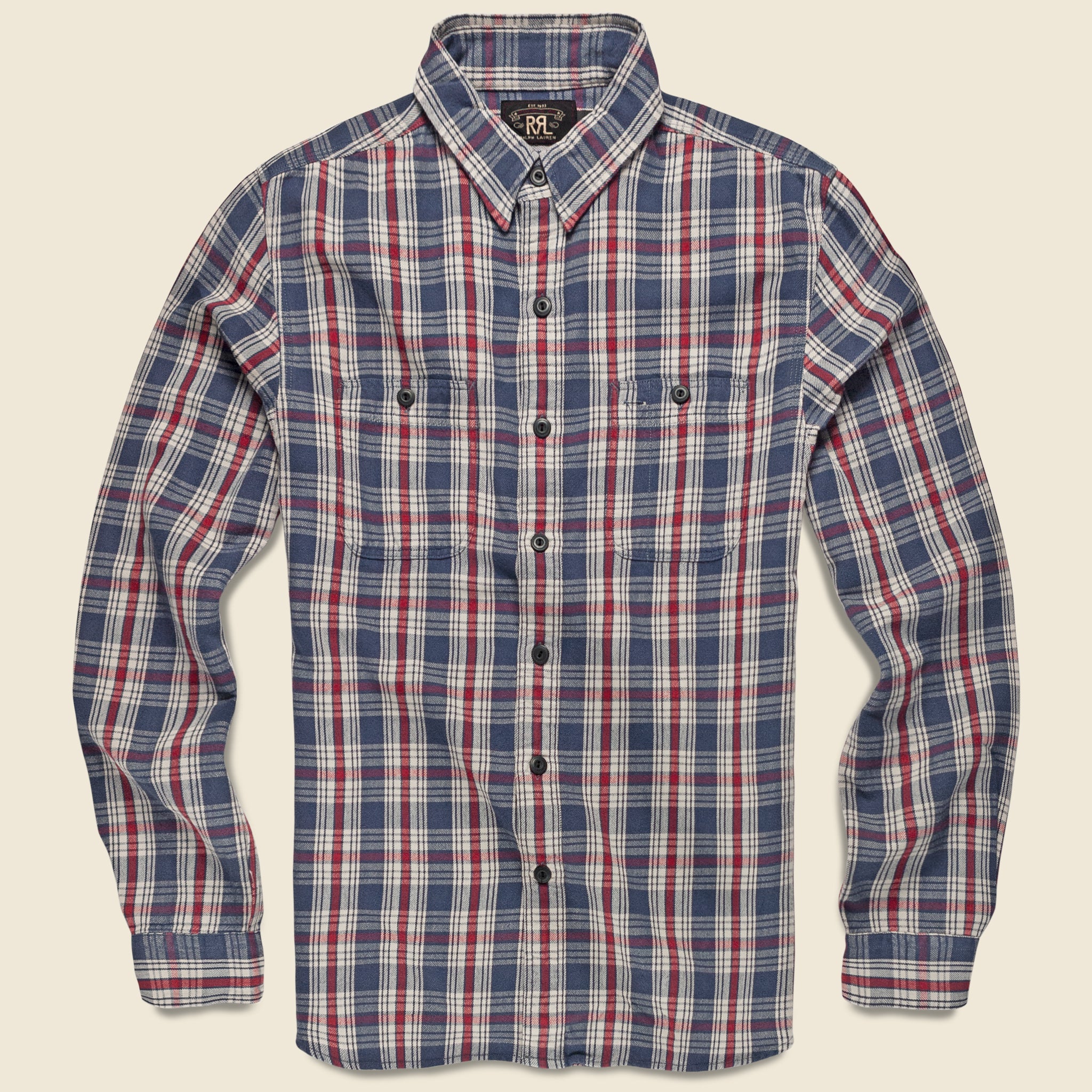 Plaid Twill Workshirt - Blue/Red - RRL - STAG Provisions - Tops - L/S Knit