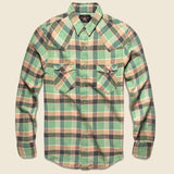 Slim Plaid Twill Western Shirt - Green/Coral - RRL - STAG Provisions - Tops - L/S Woven - Plaid