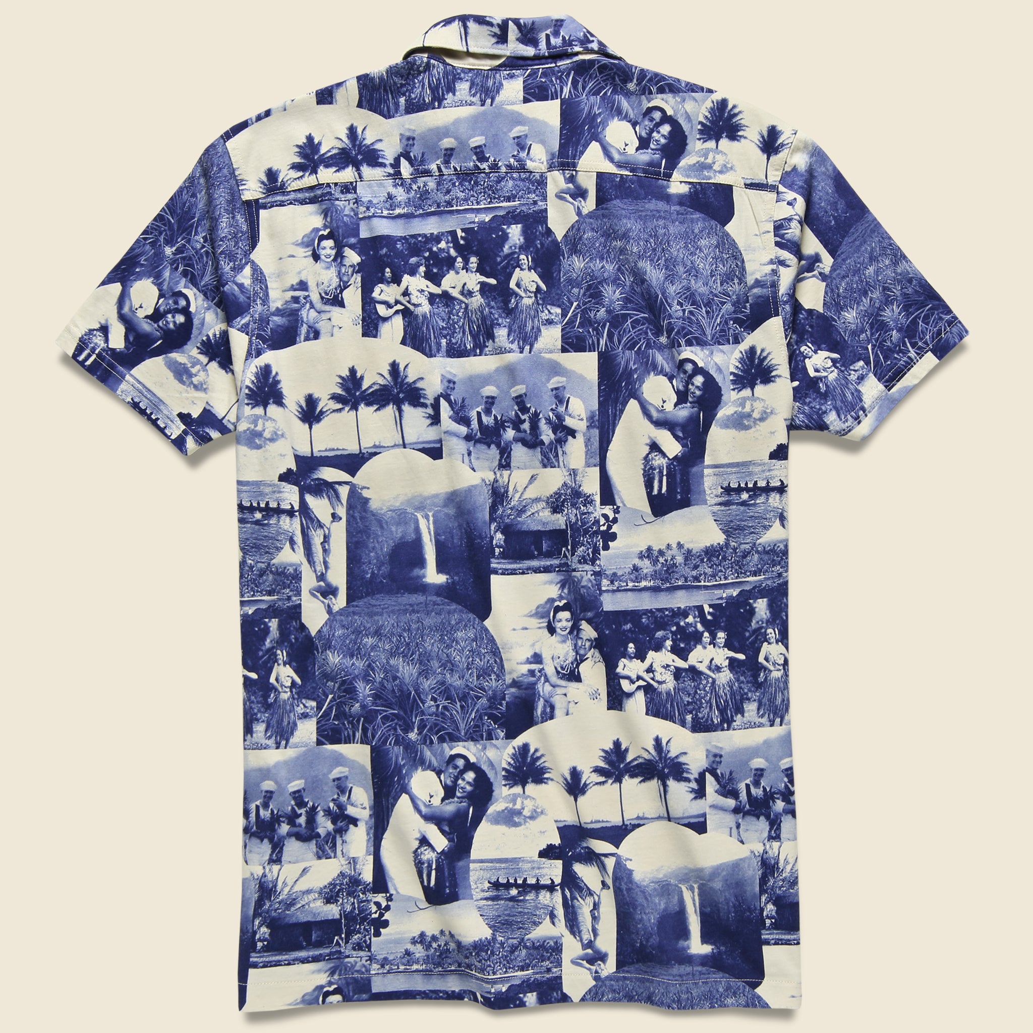 Photo-Print Jersey Camp Shirt - Blue/Cream - RRL - STAG Provisions - Tops - S/S Knit