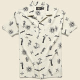 Nautical-Print Camp Shirt - Cream/Black - RRL - STAG Provisions - Tops - S/S Woven - Other Pattern