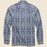 Indigo Jacquard Camp Shirt - Indigo - RRL - STAG Provisions - Tops - L/S Woven - Other Pattern