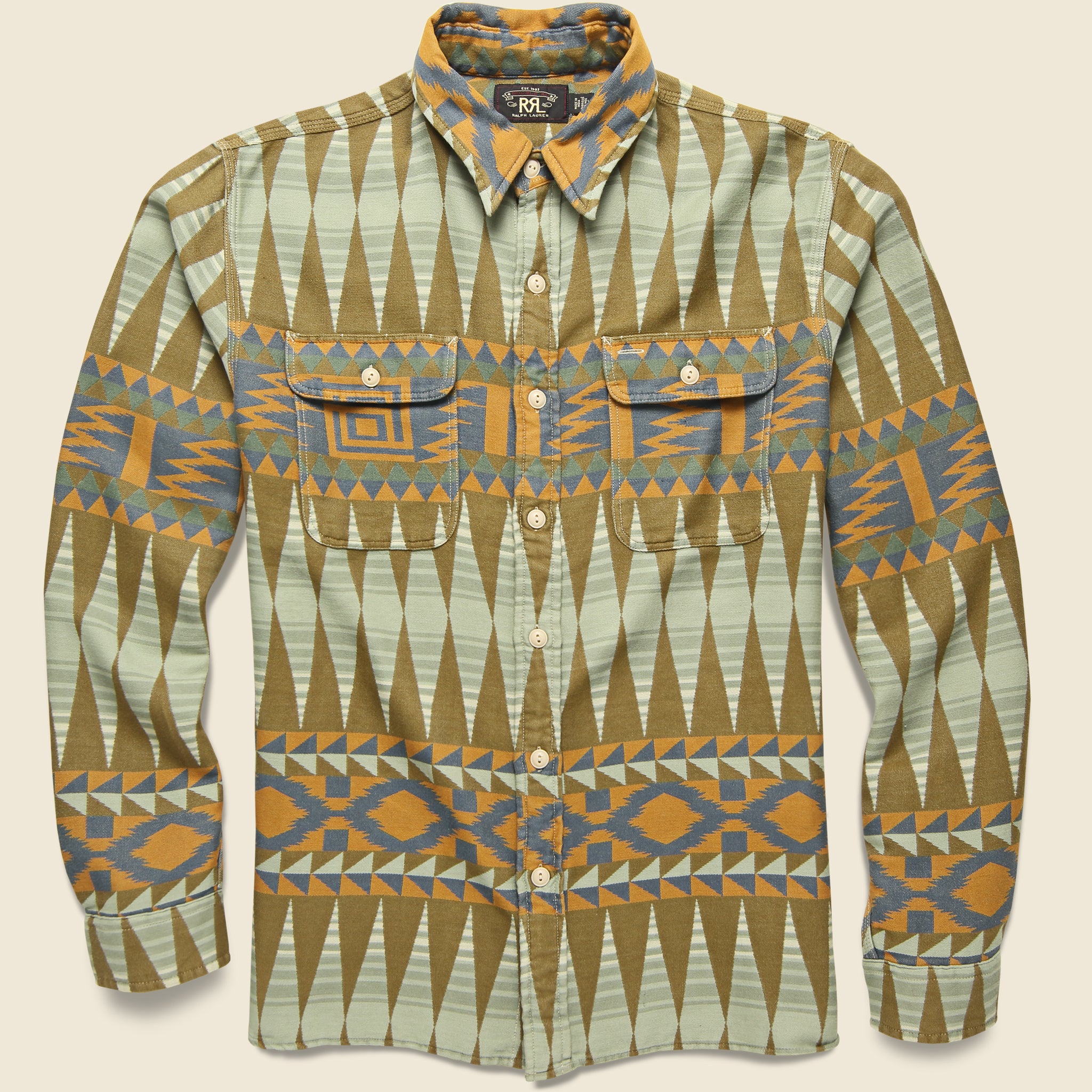 Jacquard Workshirt - Tan - RRL - STAG Provisions - Tops - L/S Woven - Other Pattern