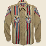 Indigo Jacquard Workshirt - Brown - RRL - STAG Provisions - Tops - L/S Woven - Overshirt