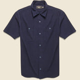 Indigo Seersucker Camp Shirt - Dark Indigo - RRL - STAG Provisions - Tops - S/S Woven - Other Pattern