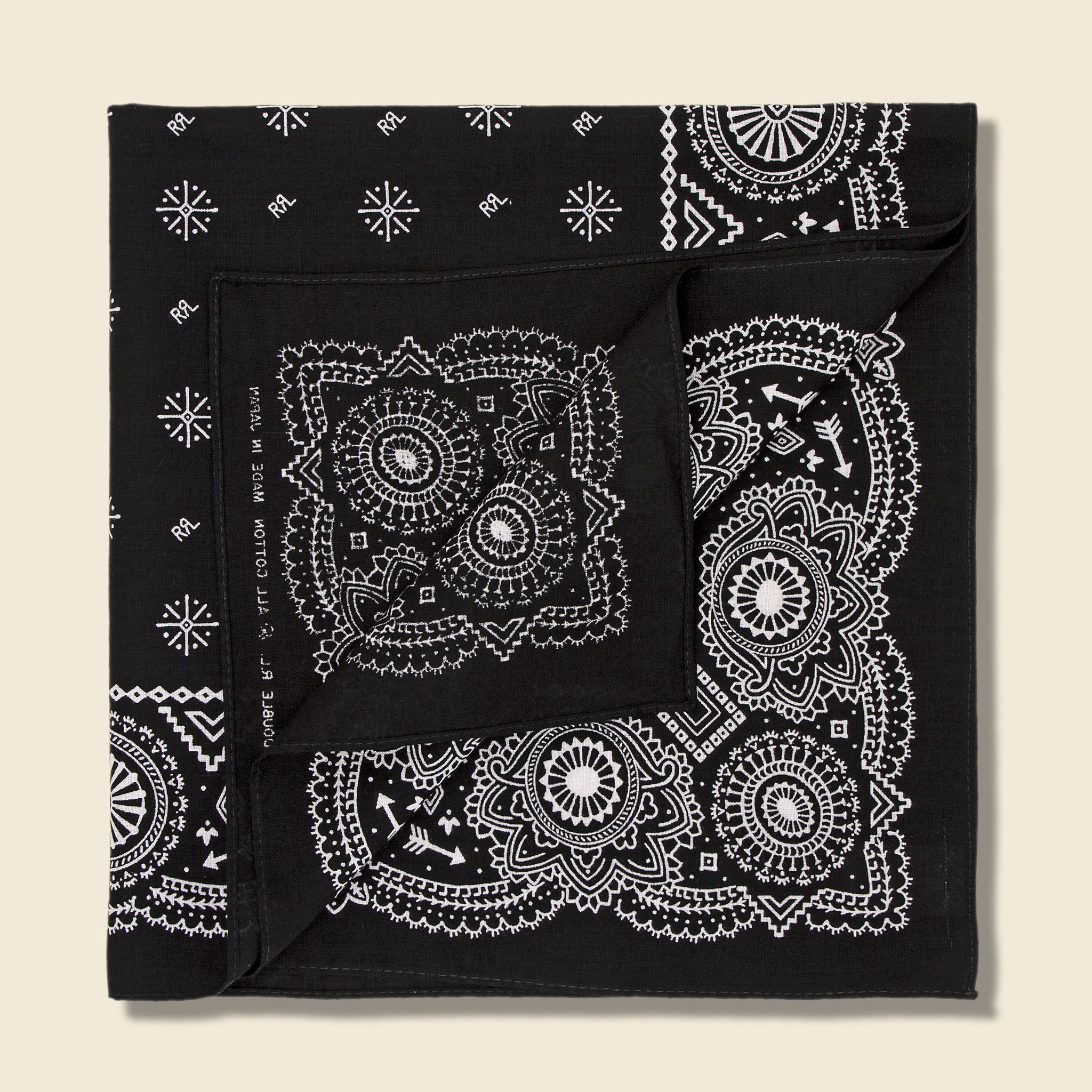 Logo-Motif Bandana - Black/Cream - RRL - STAG Provisions - Accessories - Bandanas