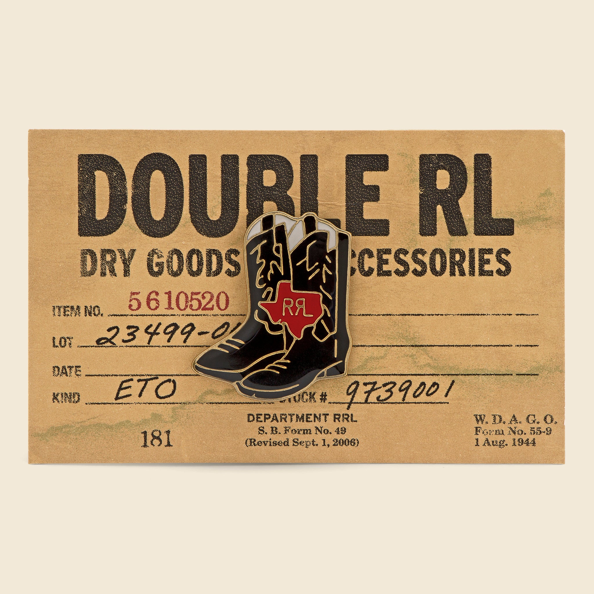 Cowboy Boot Enameled Pin - Black/Red/Silver - RRL - STAG Provisions - Accessories - Pins