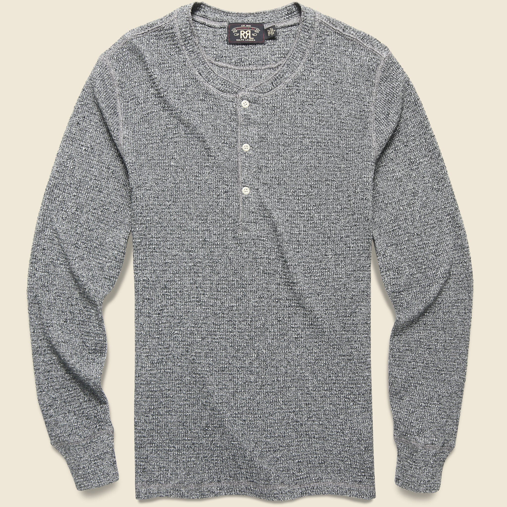 Waffle-Knit Henley - Gravel Siro - RRL - STAG Provisions - Tops - L/S Knit