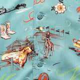 Western-Print Camp Shirt - Teal/Rust - RRL - STAG Provisions - Tops - S/S Woven - Other Pattern