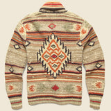 Hand-Knit Linen-Blend Cardigan - Tan Multi - RRL - STAG Provisions - Tops - Sweater