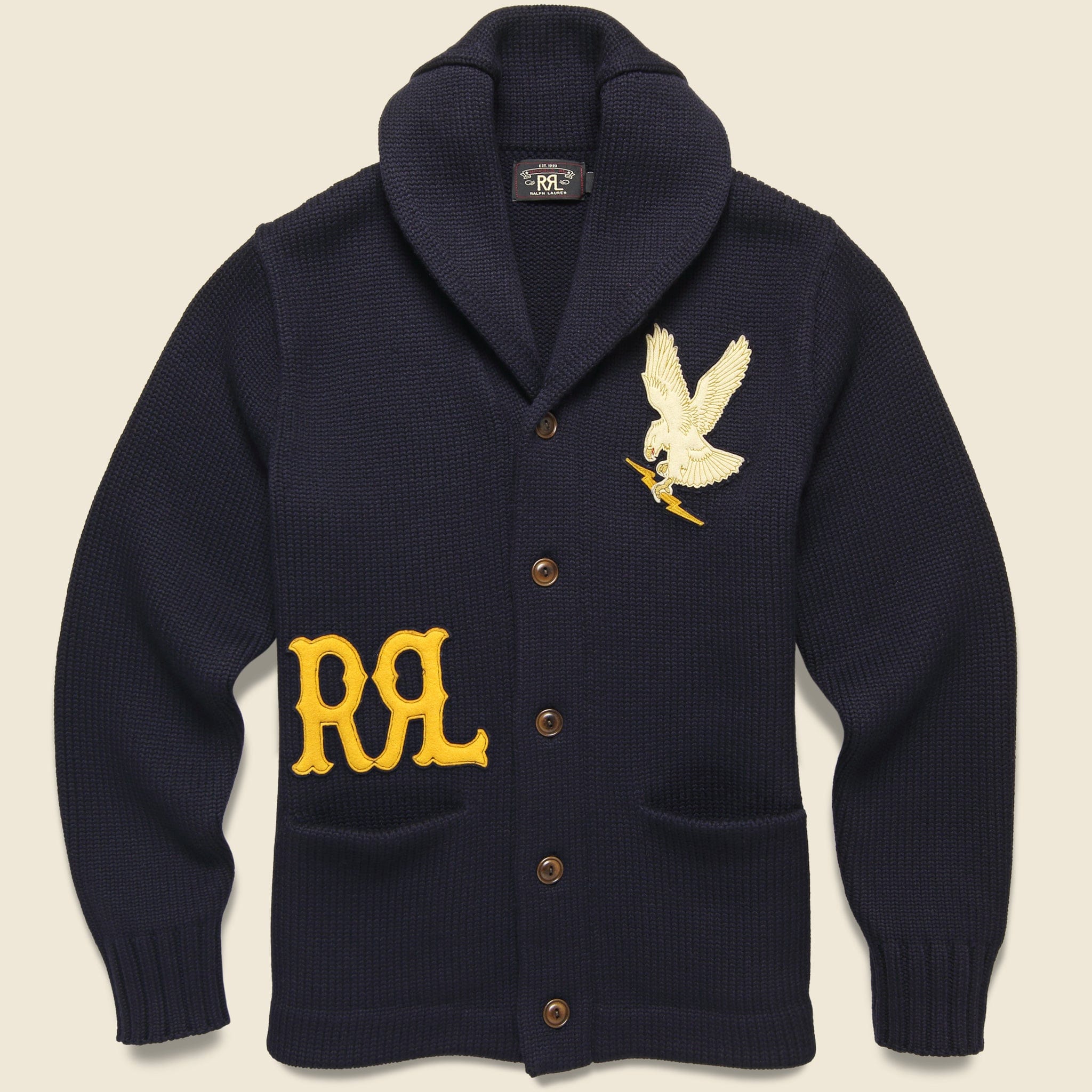 Shawl Collar Patch Cardigan - Navy - RRL - STAG Provisions - Tops - Sweater