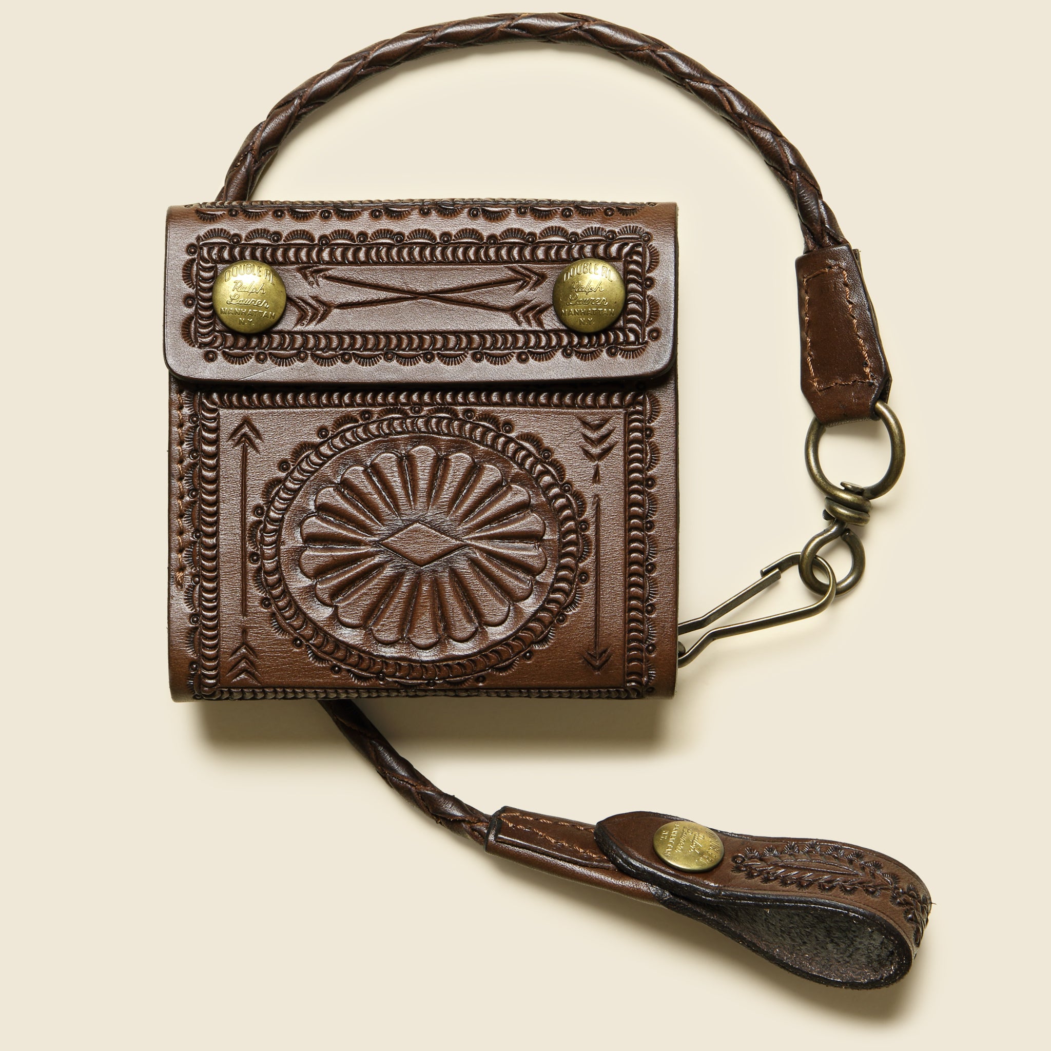 Hand-Tooled Leather Rider Wallet - Saddle Brown - RRL - STAG Provisions - Accessories - Wallets