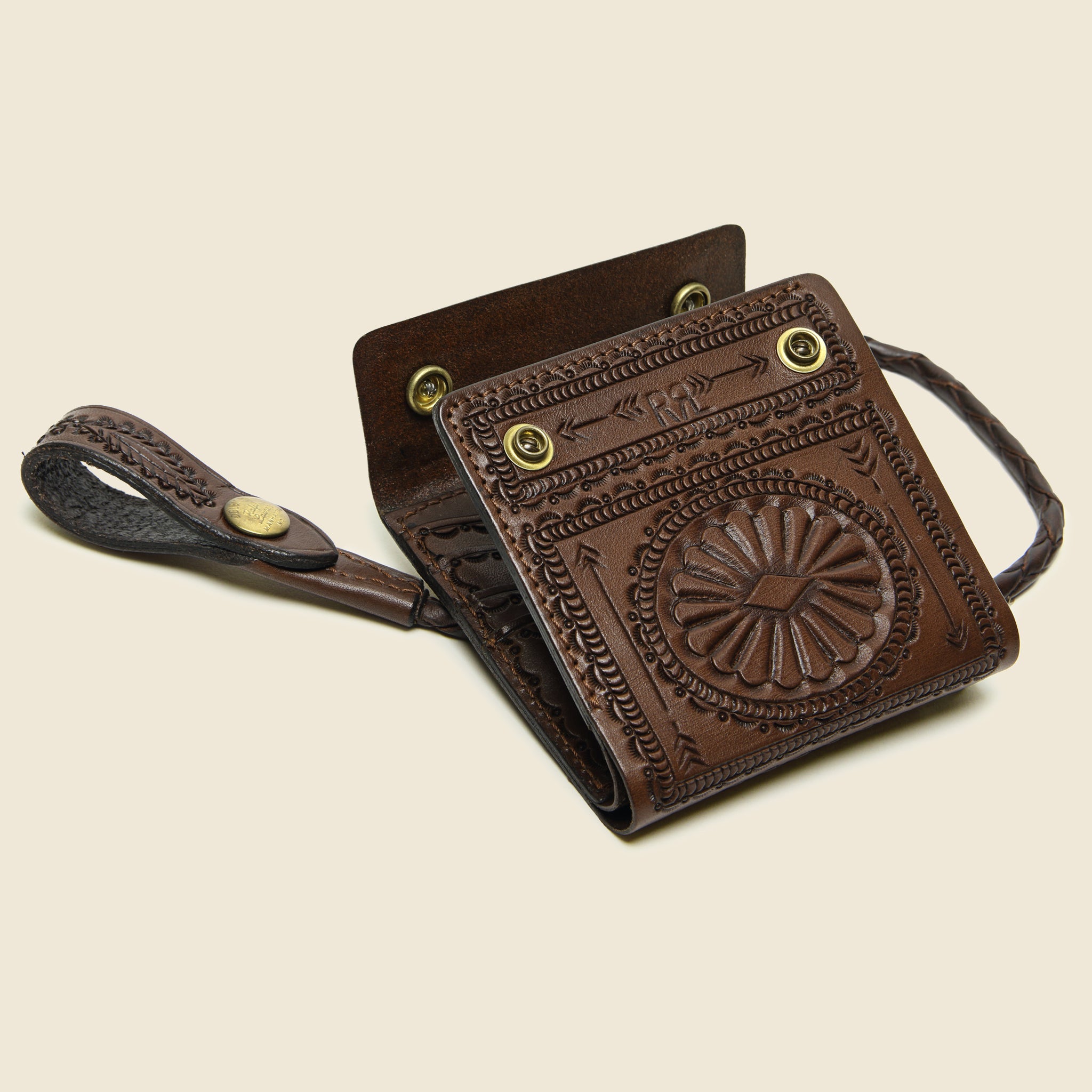 Hand-Tooled Leather Rider Wallet - Saddle Brown - RRL - STAG Provisions - Accessories - Wallets