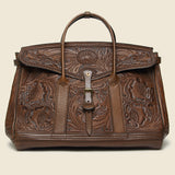 Hand-Tooled Leather Pecos Duffle Bag - Saddle Brown - RRL - STAG Provisions - Accessories - Bags / Luggage