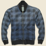 Buffalo Plaid Zip Cardigan - Washed Indigo - RRL - STAG Provisions - Tops - Sweater