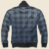 Buffalo Plaid Zip Cardigan - Washed Indigo - RRL - STAG Provisions - Tops - Sweater