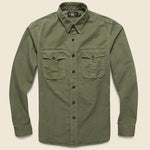 G.I. Military Shirt - Olive Herringbone - RRL - STAG Provisions - Tops - L/S Woven - Solid