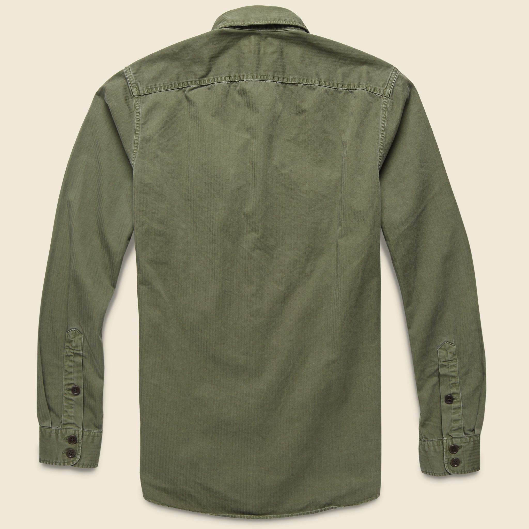 G.I. Military Shirt - Olive Herringbone - RRL - STAG Provisions - Tops - L/S Woven - Solid